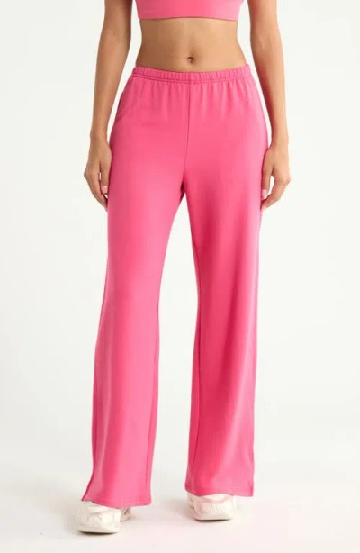 Zella Weekend Wide Leg Sweatpants In Pink Carmine
