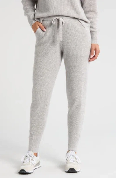 Zella Wool & Cashmere Knit Joggers In Grey Light Heather