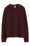 Zella Wool & Cashmere Rib Hoodie In Burgundy