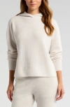 Zella Wool & Cashmere Rib Hoodie In Ivory Egret Light