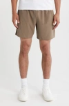 Zella Zelstretch 7-inch Perforated Shorts In Brown