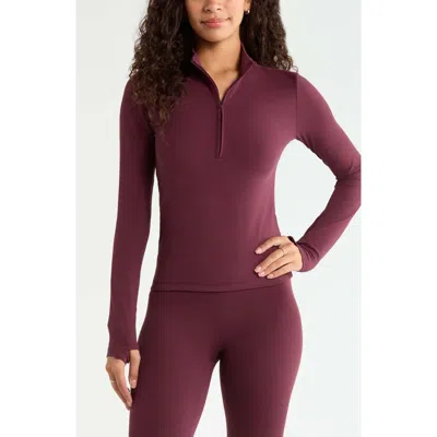 Zella Zen Half Zip Pullover In Burgundy