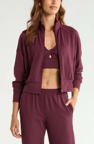 Zella Zen Track Jacket In Burgundy