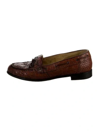 Pre-owned Zelli Leather Dress Loafers In Brown