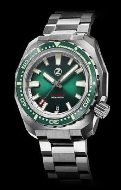Pre-owned Zelos Hammerhead V3 300m Steel Emerald Green 44mm Watch - Dealer & Warranty