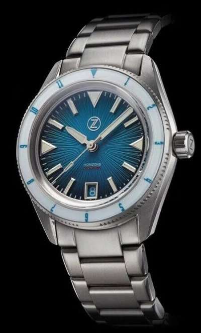 Pre-owned Zelos Horizons 200m 12hr Teal Ss Steel 39mm Watch - Dealer & Warranty