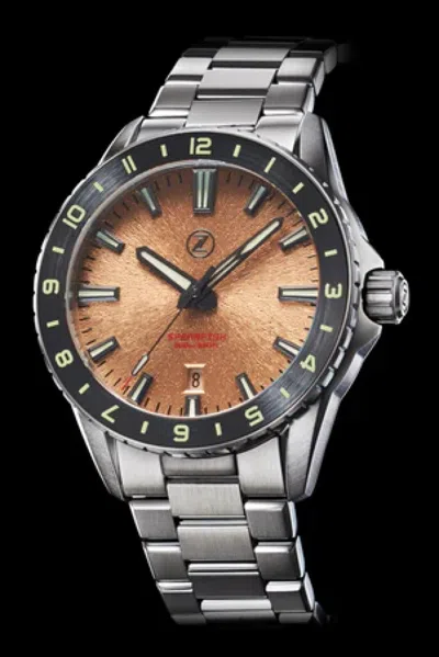 Pre-owned Zelos Spearfish 40mm 12hr Copper Ss 200m Watch - Dealer & Warranty