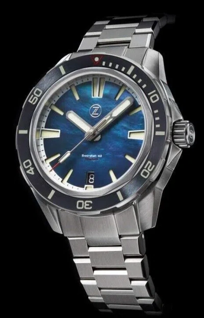 Pre-owned Zelos Swordfish 40mm Ss Steel Mop Mother Of Pearl Watch - Dealer & Warranty