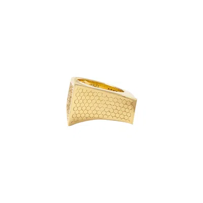 Zelveti Women's Gold Asymmetric Floral & Honeycomb Ring