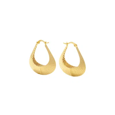 Zelveti Women's Gold Beehive Harmony Hoop Earrings