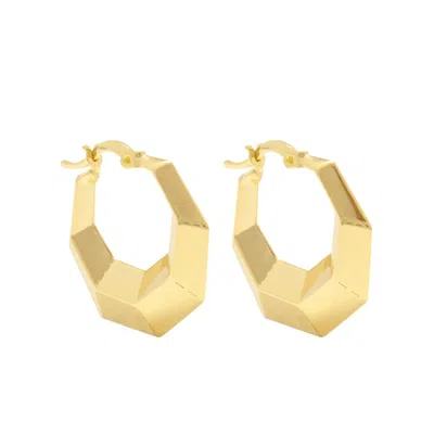 Zelveti Women's Gold Chunky Hexagon Hoop Earrings