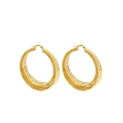 Zelveti Women's Gold Floral Big Hoop Earrings