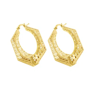 Zelveti Women's Gold Geometric Edge Big Hoop Earrings