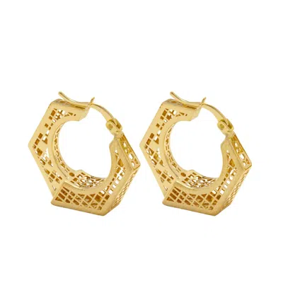 Zelveti Women's Gold Geometric Edge Small Hoop Earrings