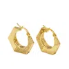 Zelveti Women's Gold Leopard Patterned Hexagon Hoop Earrings