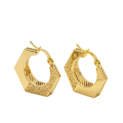 Zelveti Women's Gold Leopard Patterned Hexagon Hoop Earrings