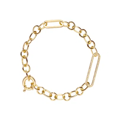 Zelveti Women's Gold Long Paperclip Hallow Bracelet