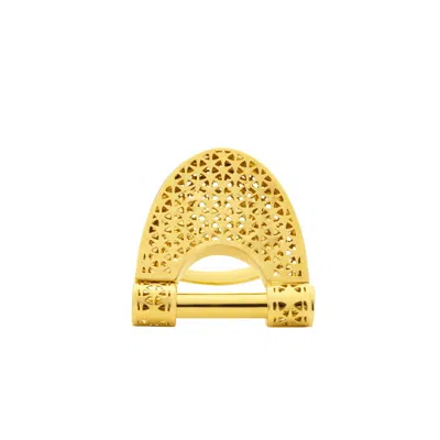 Zelveti Women's Gold New Moon Chunky Ring