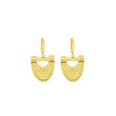 Zelveti Women's Gold New Moon Drop Earrings