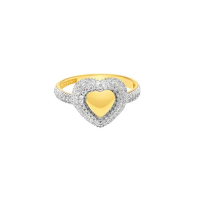 Zelveti Women's Gold Pavé Heart Ring