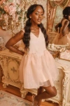 Zemeta Bloom Blush Pink Organza Stud Tie-back Ribbon Mini Dress In Blush Pink