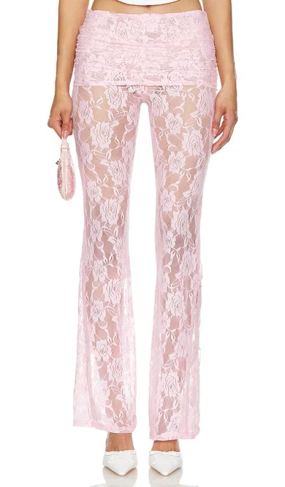 Zemeta Flower Mesh Skirt Pants In Pink