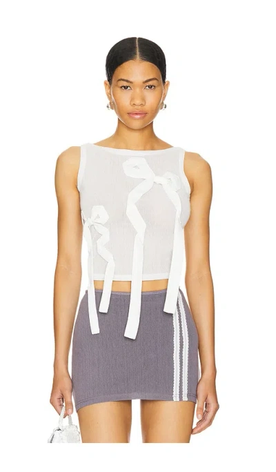 Zemeta Milk Float Mesh Tank Top In White, Women's At Urban Outfitters