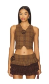 Zemeta Rosette Wool Vest In Brown