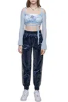 Zemeta Sheer Mesh Wrap Cropped Top In Baby Blue
