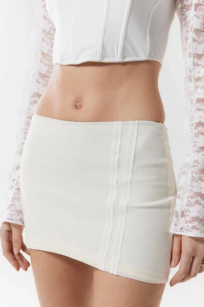 Zemeta Sleepy Sports Mesh Micro Mini Skirt In Ivory, Women's At Urban Outfitters In White
