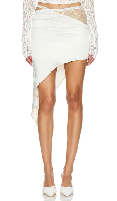 Zemeta Split Our Way Satin Skirt In Ivory