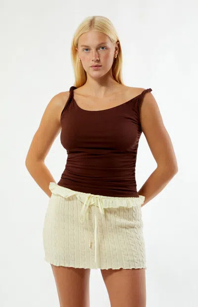 Zemeta Women's Cable Knit Tie Mini Skirt In Ivory In Neutral