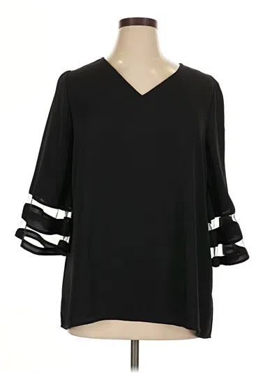Pre-owned Zenana 3/4 Sleeve Blouse In Black