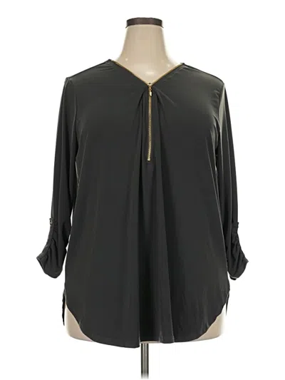 Pre-owned Zenana 3/4 Sleeve Blouse In Black