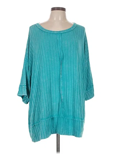 Pre-owned Zenana 3/4 Sleeve Blouse In Blue