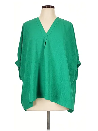 Pre-owned Zenana 3/4 Sleeve Blouse In Green
