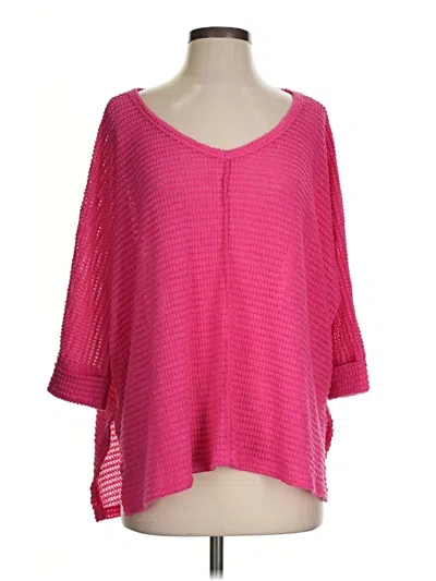 Pre-owned Zenana 3/4 Sleeve Blouse In Pink