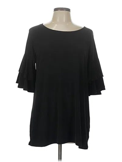 Pre-owned Zenana 3/4 Sleeve Top Black Boatneck Tops