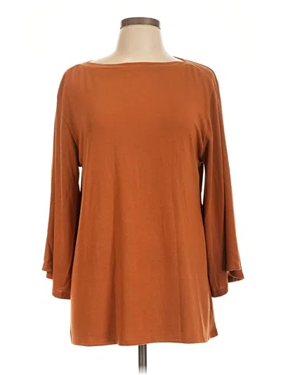 Pre-owned Zenana 3/4 Sleeve Top Brown Boatneck Tops