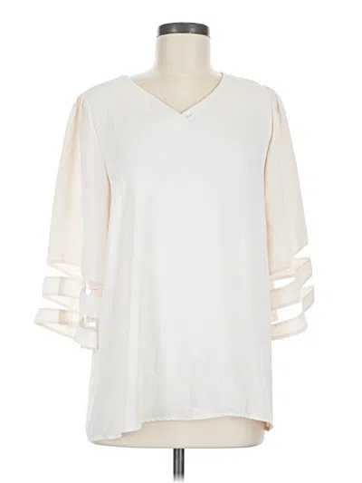 Pre-owned Zenana 3/4 Sleeve Top Ivory V-neck Tops