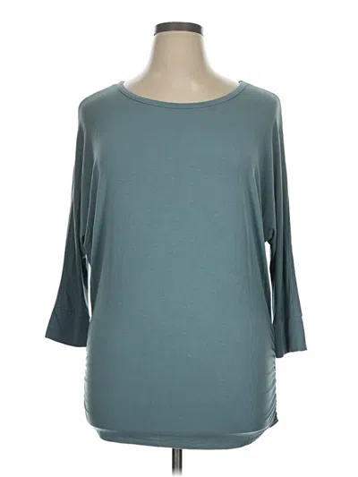 Pre-owned Zenana 3/4 Sleeve Top Teal Boatneck Tops In Blue