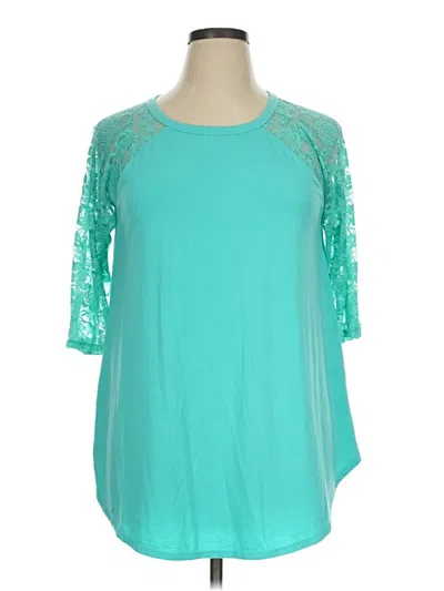 Pre-owned Zenana 3/4 Sleeve Top Teal Keyhole Neckline Tops