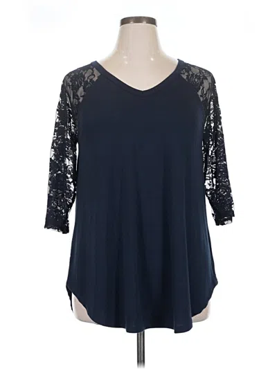 Pre-owned Zenana 3/4 Sleeve T-shirt In Blue