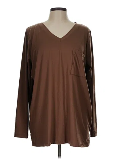 Pre-owned Zenana 3/4 Sleeve T-shirt In Brown