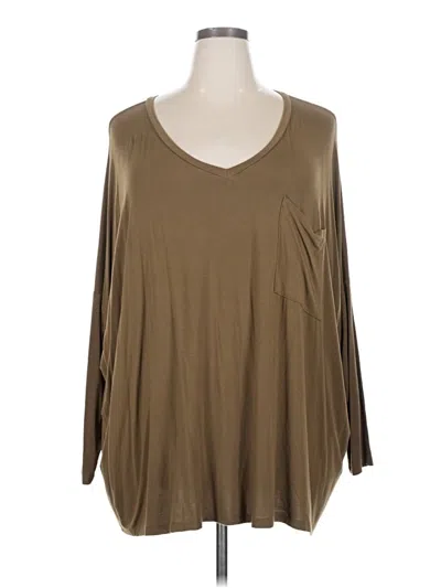 Pre-owned Zenana 3/4 Sleeve T-shirt In Brown