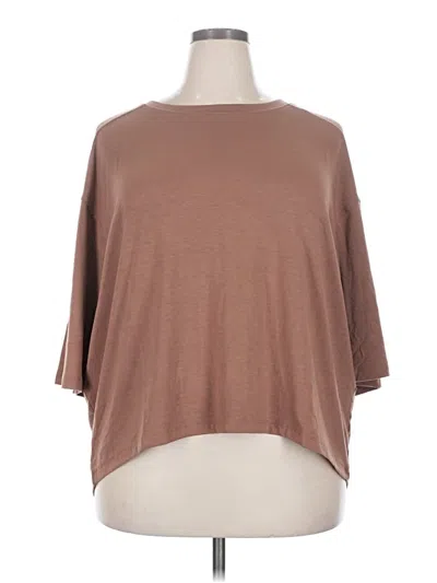 Pre-owned Zenana 3/4 Sleeve T-shirt In Brown
