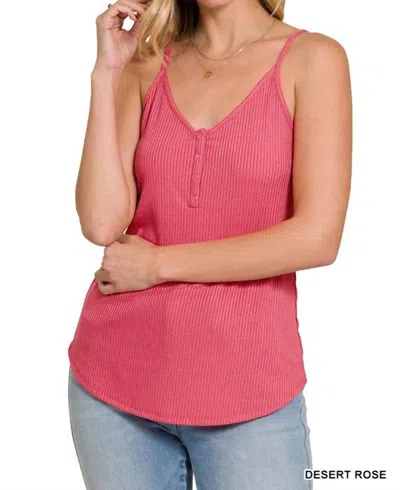 Zenana All Day Ribbed Cami In Desert Rose In Pink