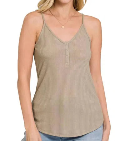 Zenana All Day Ribbed Cami In Light Mocha In Brown