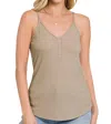 Zenana All Day Ribbed Cami In Light Mocha In Multi