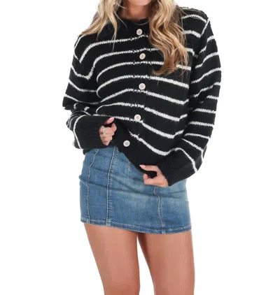 Zenana All To Yourself Stripe Cardigan In Black
